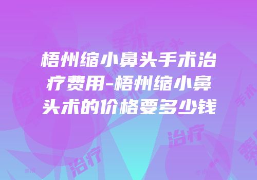 梧州缩小鼻头手术治疗费用-梧州缩小鼻头术的价格要多少钱