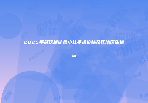 2025年武汉膨体鼻小柱手术价格及医院医生推荐