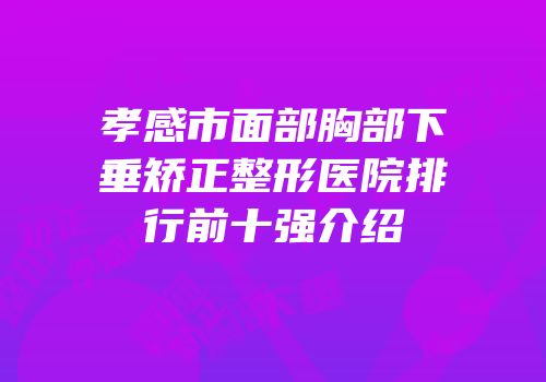 孝感市面部胸部下垂矫正整形医院排行前十强介绍