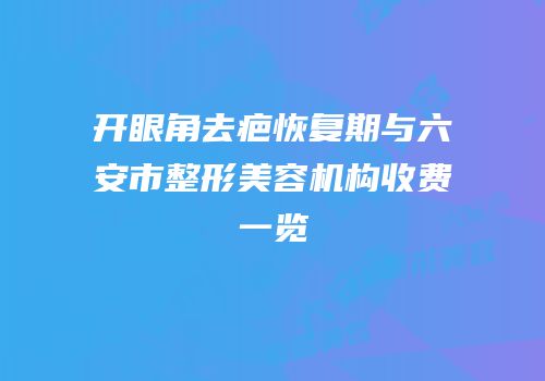 开眼角去疤恢复期与六安市整形美容机构收费一览