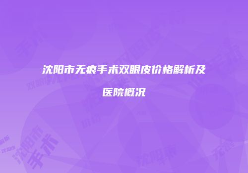沈阳市无痕手术双眼皮价格解析及医院概况