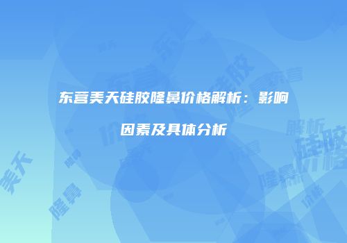 东营美天硅胶隆鼻价格解析：影响因素及具体分析