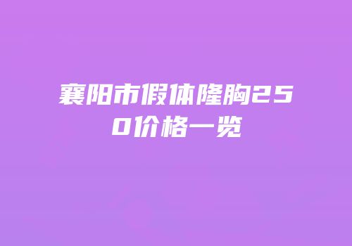 襄阳市假体隆胸250价格一览