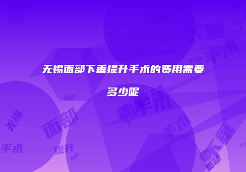 无锡面部下垂提升手术的费用需要多少呢