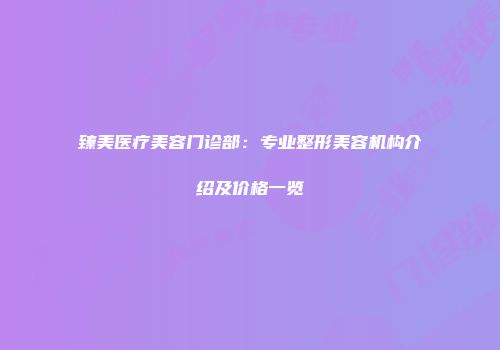 臻美医疗美容门诊部：专业整形美容机构介绍及价格一览