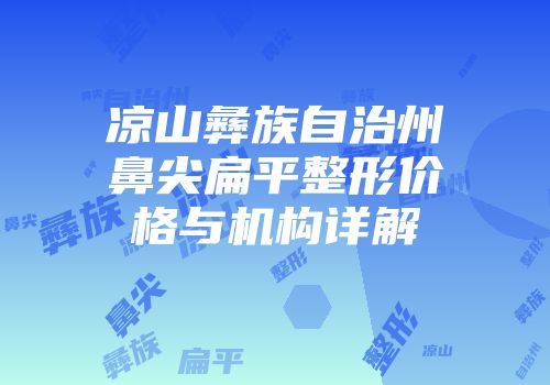 凉山彝族自治州鼻尖扁平整形价格与机构详解