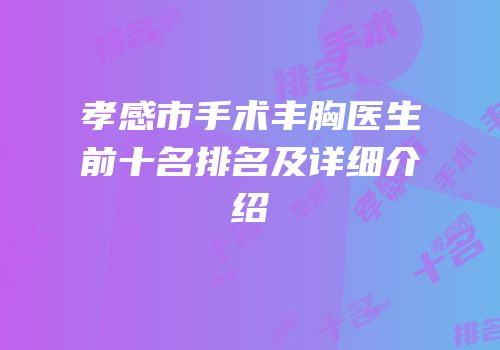 孝感市手术丰胸医生前十名排名及详细介绍
