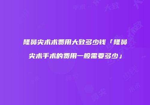 隆鼻尖术术费用大致多少钱「隆鼻尖术手术的费用一般需要多少」
