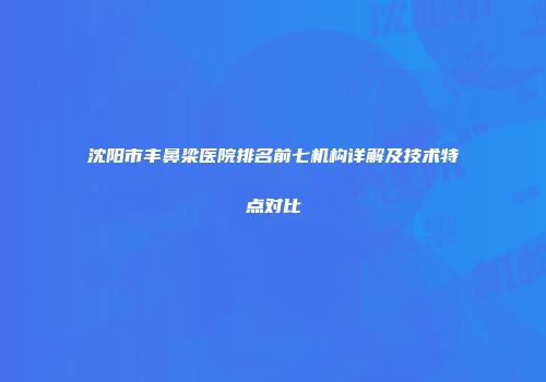 沈阳市丰鼻梁医院排名前七机构详解及技术特点对比