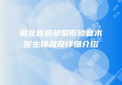 湖北省鼻部整形修复术医生排名及详细介绍