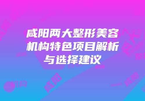 咸阳两大整形美容机构特色项目解析与选择建议