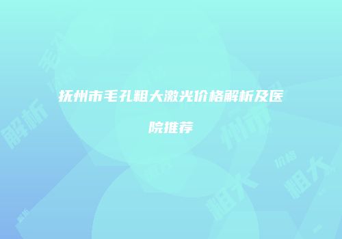 抚州市毛孔粗大激光价格解析及医院推荐