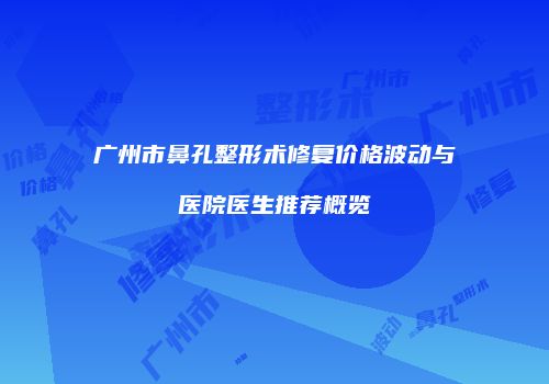 广州市鼻孔整形术修复价格波动与医院医生推荐概览