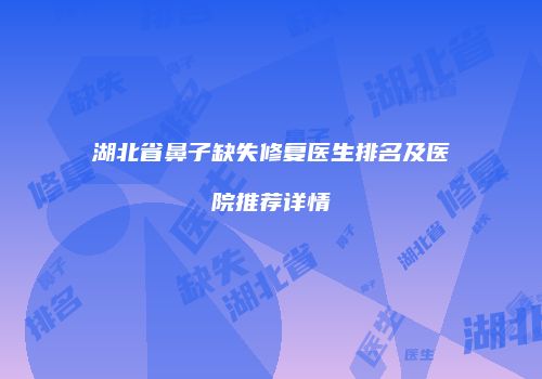 湖北省鼻子缺失修复医生排名及医院推荐详情