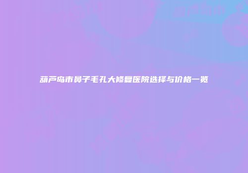 葫芦岛市鼻子毛孔大修复医院选择与价格一览