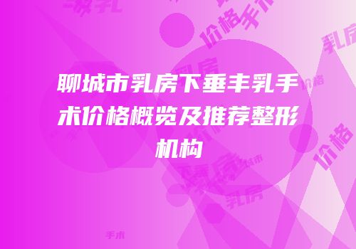 聊城市乳房下垂丰乳手术价格概览及推荐整形机构