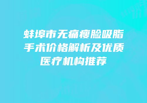 蚌埠市无痛瘦脸吸脂手术价格解析及优质医疗机构推荐