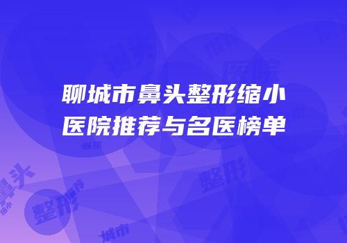 聊城市鼻头整形缩小医院推荐与名医榜单