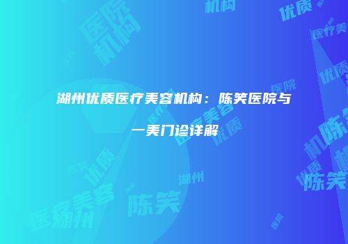 湖州优质医疗美容机构：陈笑医院与一美门诊详解