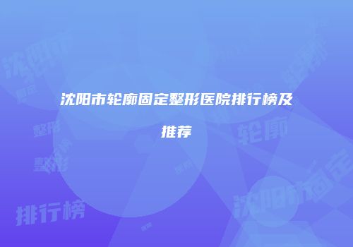 沈阳市轮廓固定整形医院排行榜及推荐