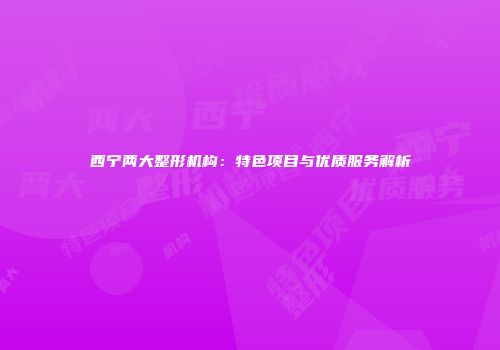 西宁两大整形机构：特色项目与优质服务解析