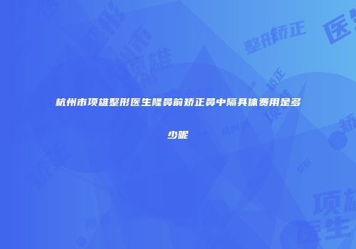 杭州市项雄整形医生隆鼻前矫正鼻中隔具体费用是多少呢