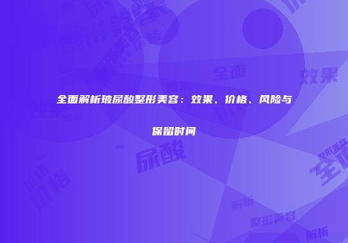 全面解析玻尿酸整形美容：效果、价格、风险与保留时间