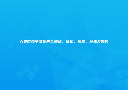 六安市鼻子微整形全解析：价格、医院、医生及趋势