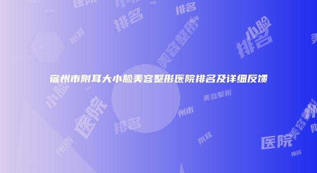 宿州市附耳大小脸美容整形医院排名及详细反馈
