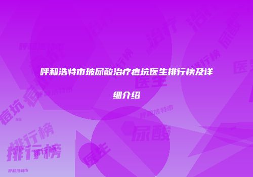 呼和浩特市玻尿酸治疗痘坑医生排行榜及详细介绍