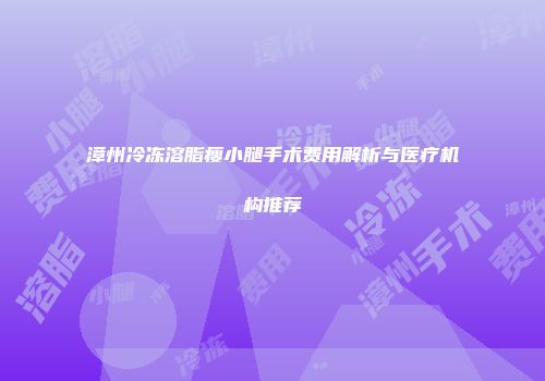 漳州冷冻溶脂瘦小腿手术费用解析与医疗机构推荐