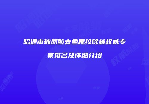 昭通市玻尿酸去鱼尾纹除皱权威专家排名及详细介绍