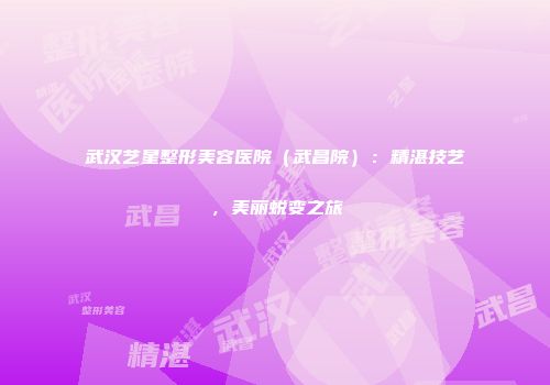 武汉艺星整形美容医院（武昌院）：精湛技艺，美丽蜕变之旅