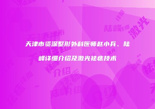天津市资深整形外科医师赵小兵、陆峰详细介绍及激光祛痣技术