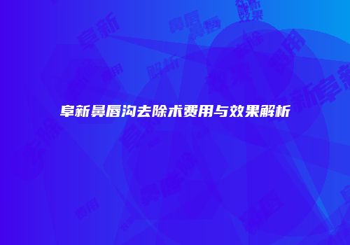 阜新鼻唇沟去除术费用与效果解析