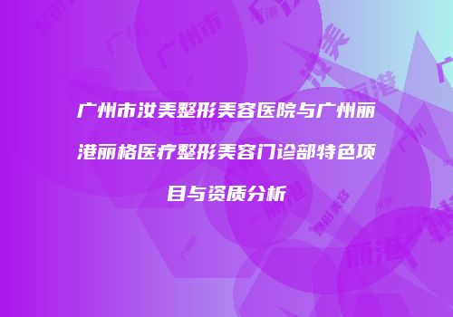 广州市汝美整形美容医院与广州丽港丽格医疗整形美容门诊部特色项目与资质分析