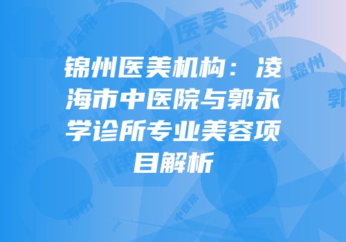 锦州医美机构：凌海市中医院与郭永学诊所专业美容项目解析