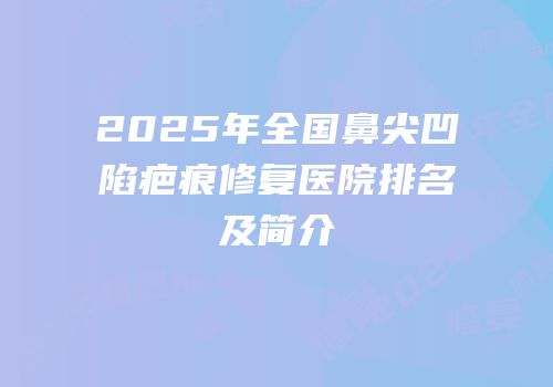 2025年全国鼻尖凹陷疤痕修复医院排名及简介