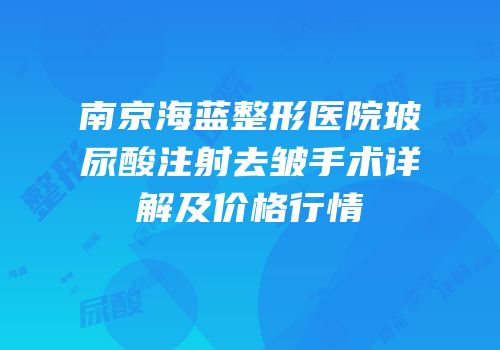 南京海蓝整形医院玻尿酸注射去皱手术详解及价格行情