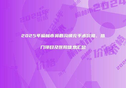 2025年榆林市鼻唇沟填充手术价格、热门项目及医院信息汇总