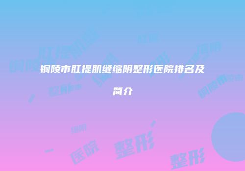 铜陵市肛提肌缝缩阴整形医院排名及简介