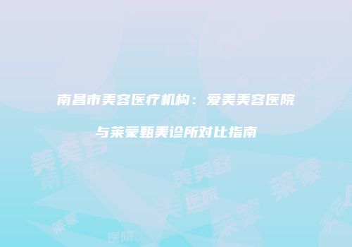 南昌市美容医疗机构：爱美美容医院与莱蒙甄美诊所对比指南