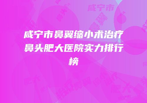 咸宁市鼻翼缩小术治疗鼻头肥大医院实力排行榜