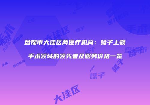 盘锦市大洼区两医疗机构：嗓子上颚手术领域的领先者及服务价格一览