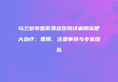 乌兰察布整形美容医院详解阴蒂肥大治疗：费用、注意事项与专家团队