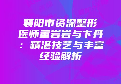 襄阳市资深整形医师董岩岩与卞丹：精湛技艺与丰富经验解析