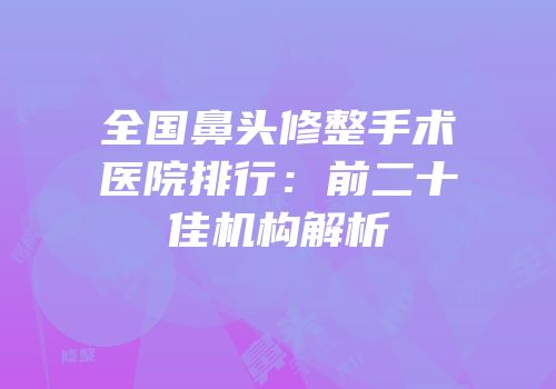 全国鼻头修整手术医院排行：前二十佳机构解析