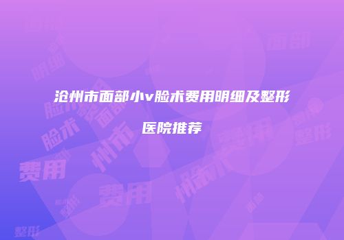 沧州市面部小v脸术费用明细及整形医院推荐