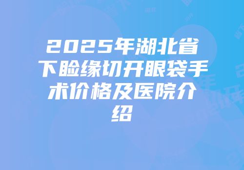 2025年湖北省下睑缘切开眼袋手术价格及医院介绍