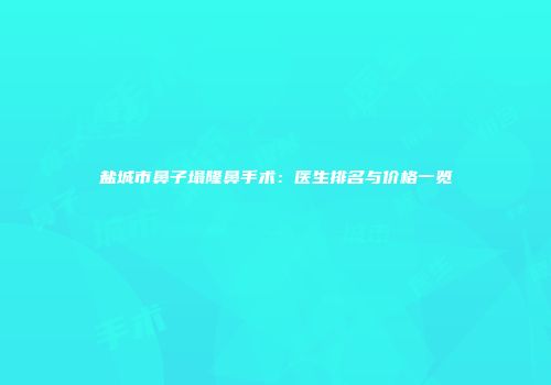 盐城市鼻子塌隆鼻手术：医生排名与价格一览